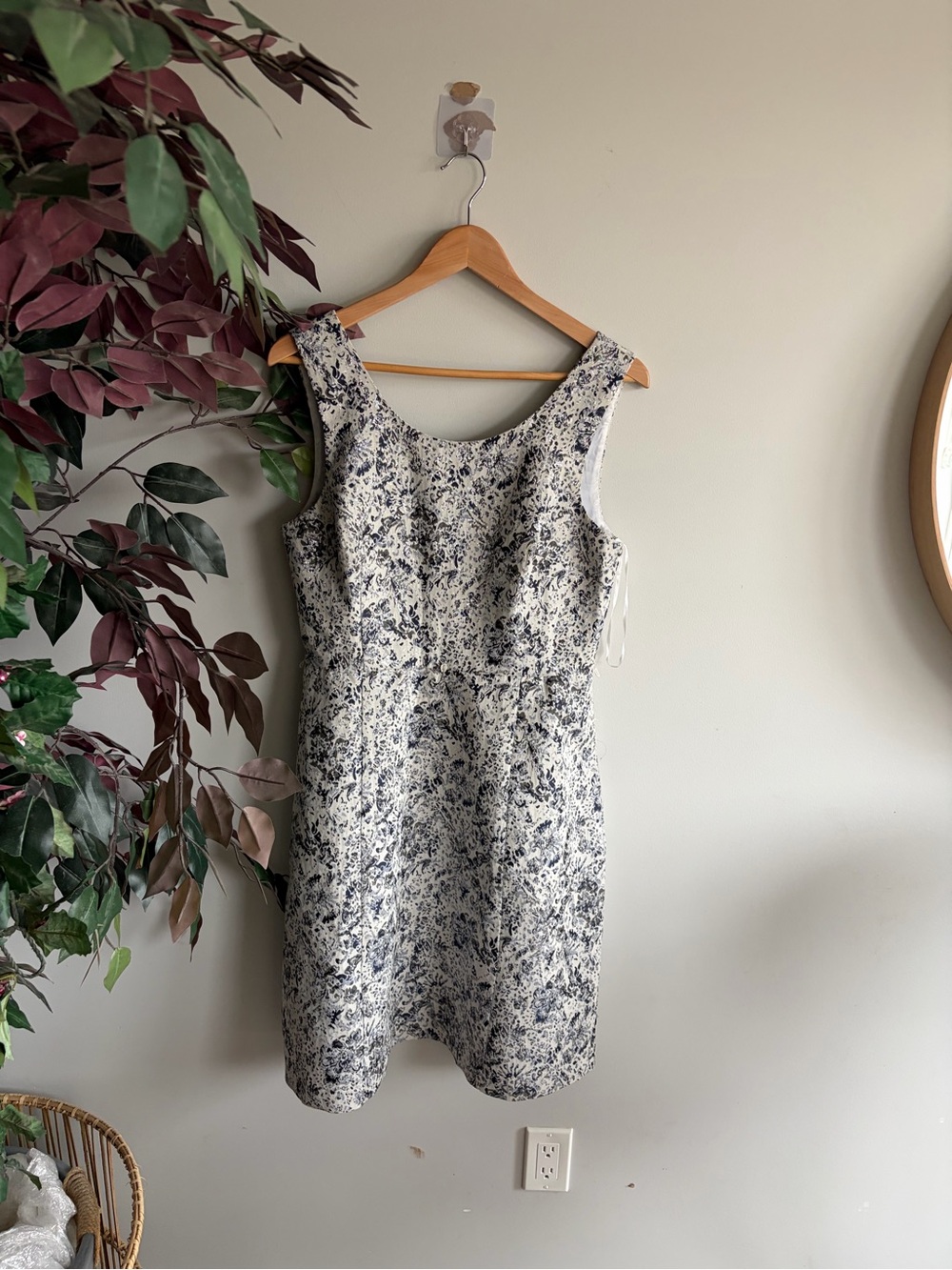 Ricki's Ivory and Navy Floral Jacquard Midi Dress